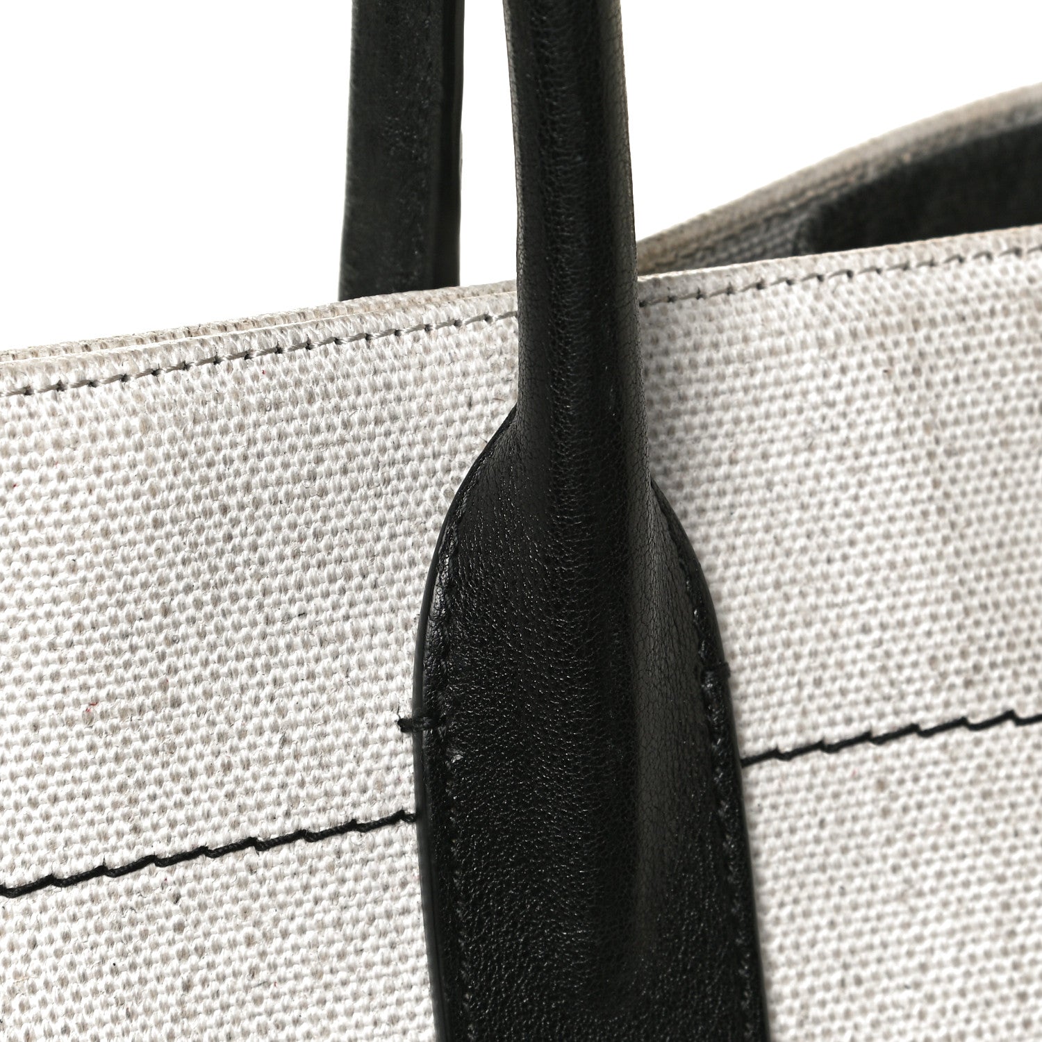 Saint Laurent Linen Calfskin Rive Gauche North South Tote White Black 13 of 15