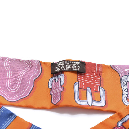 Hermes Silk Harnais Des Presidents Twilly Orange Violet Rose 4 of 4