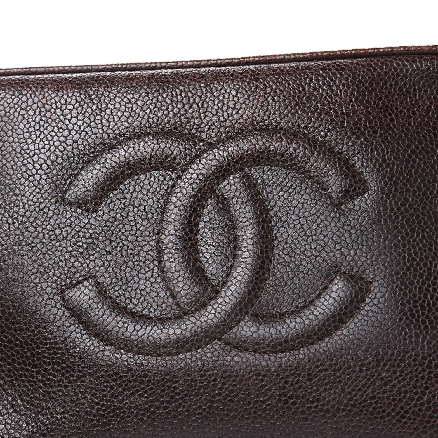 Chanel Caviar Timeless CC Cosmetic Pouch Bag Brown 12 of 15
