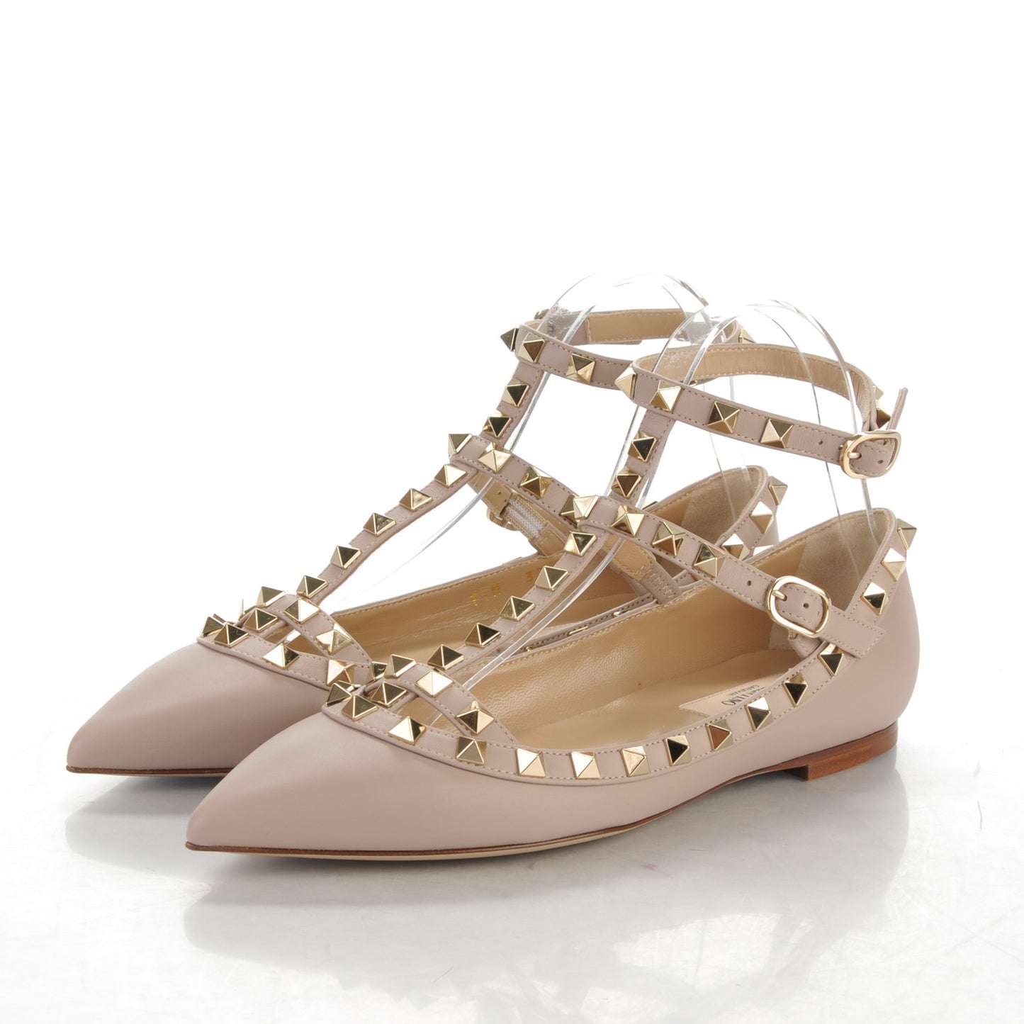 Nappa Rockstud Cage Ballerina Flats 36 Poudre