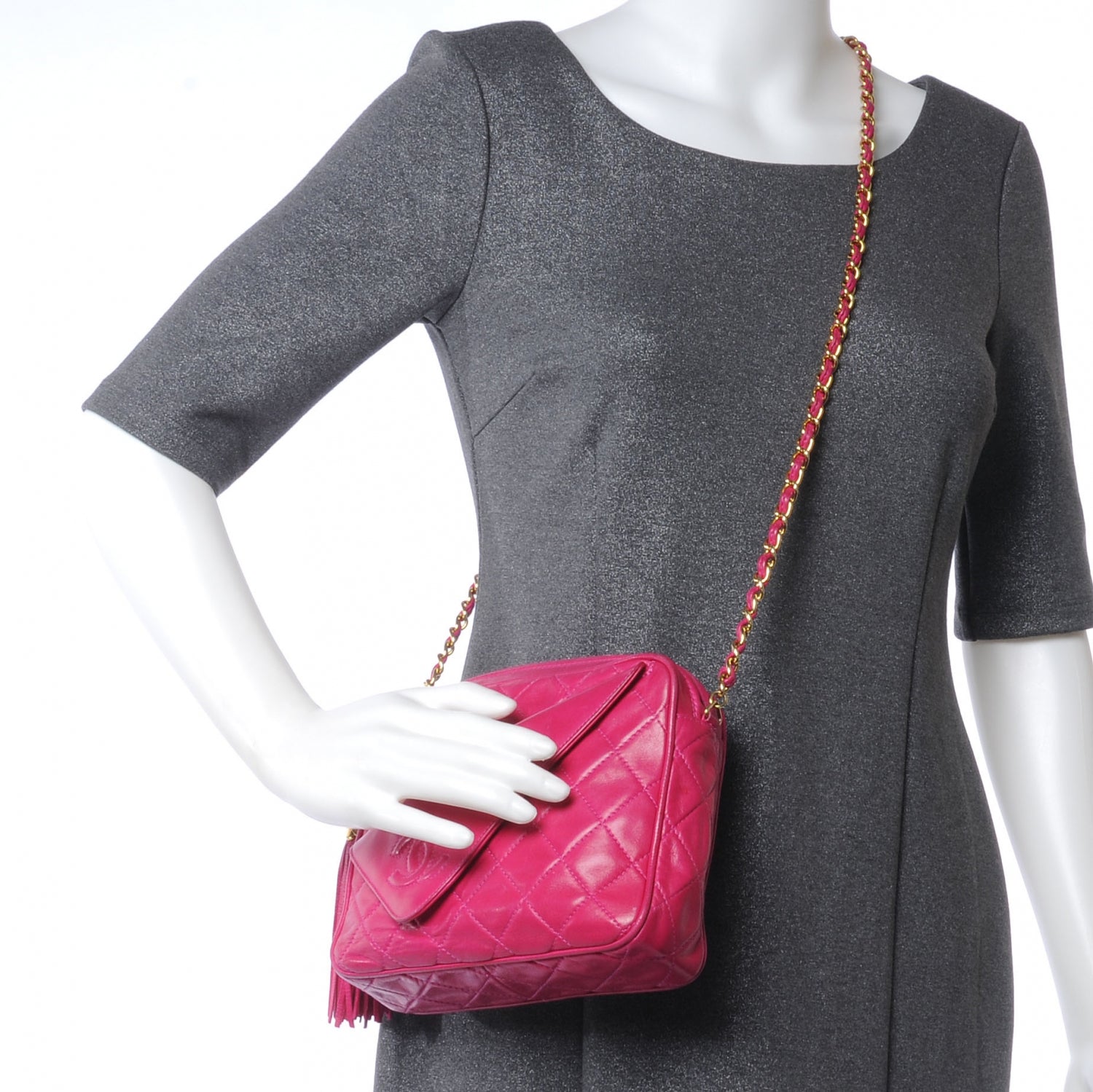 Chanel Lambskin Tassel Camera Case Fuchsia 2 of 12