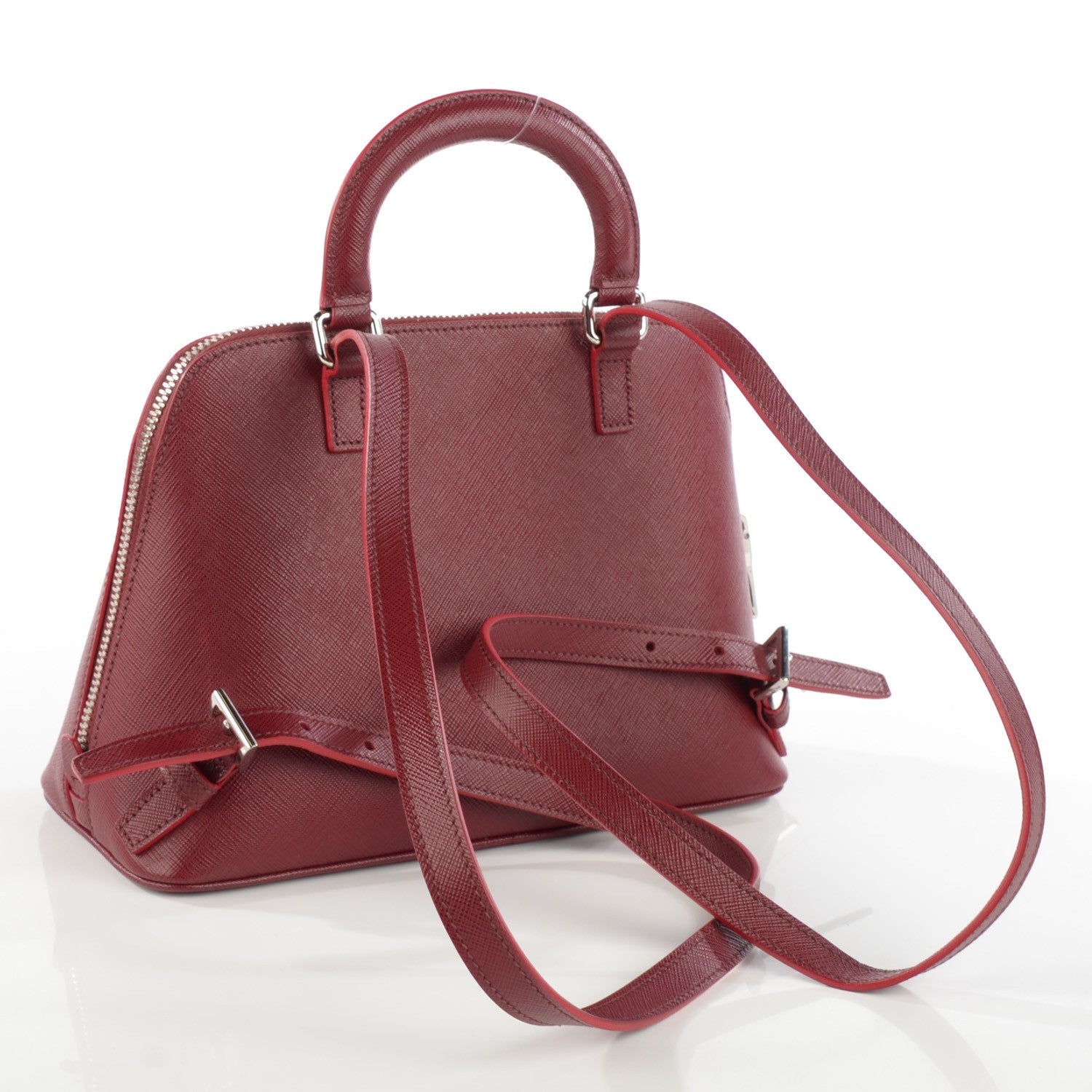 Prada Saffiano Lux Promenade Backpack Cherry 3 of 9