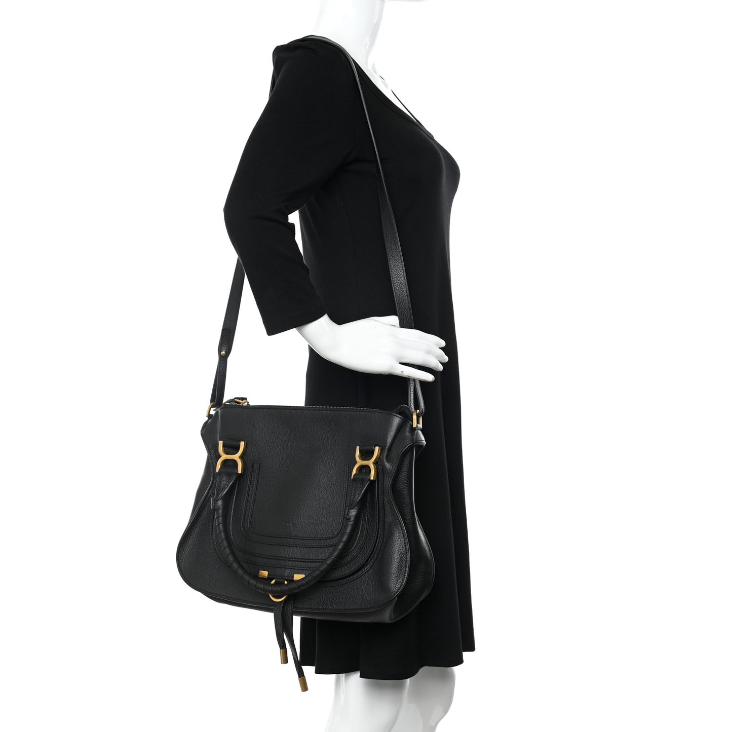 Calfskin Medium Marcie Satchel Black