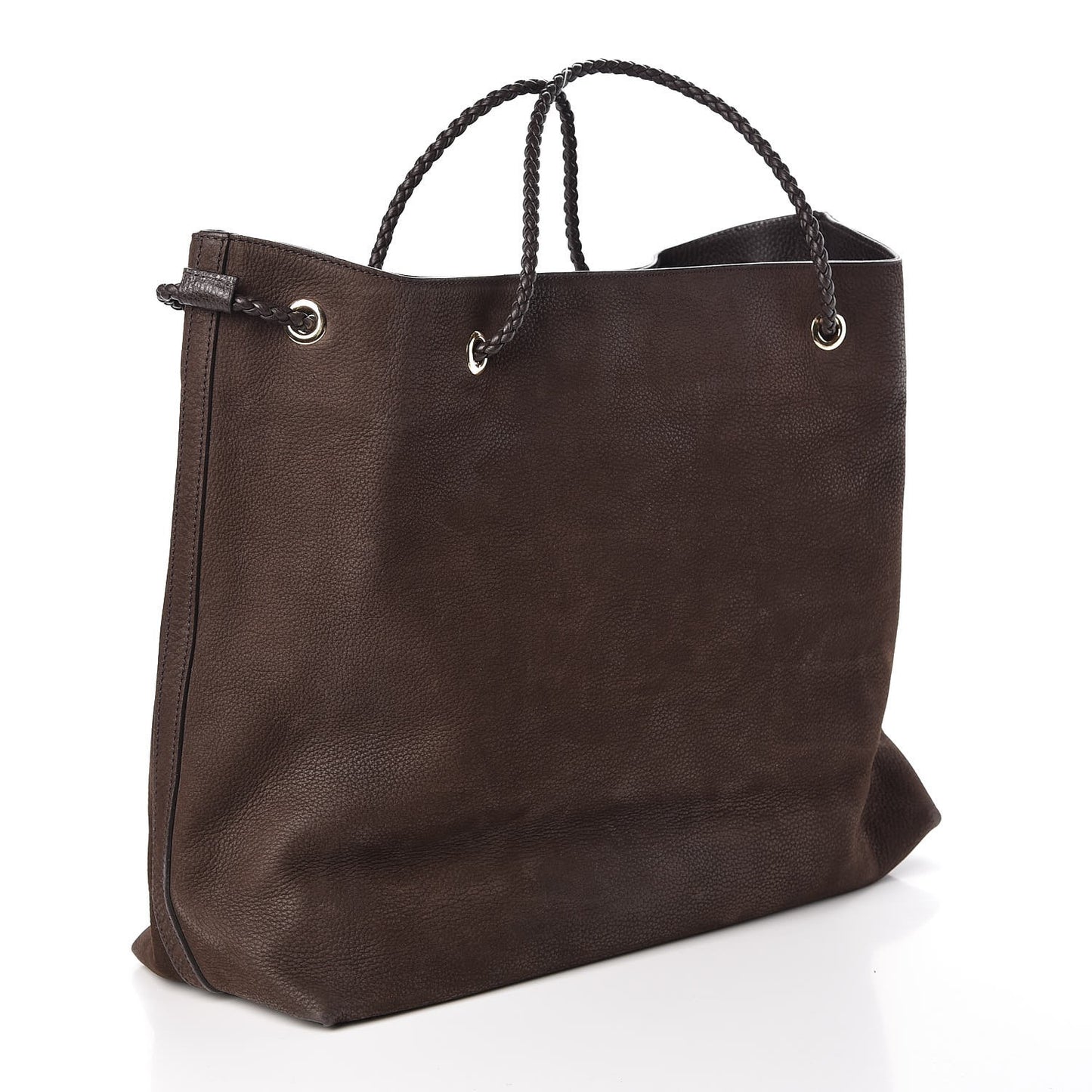 Nubuck Large Braided Handle Gifford Tote Brown