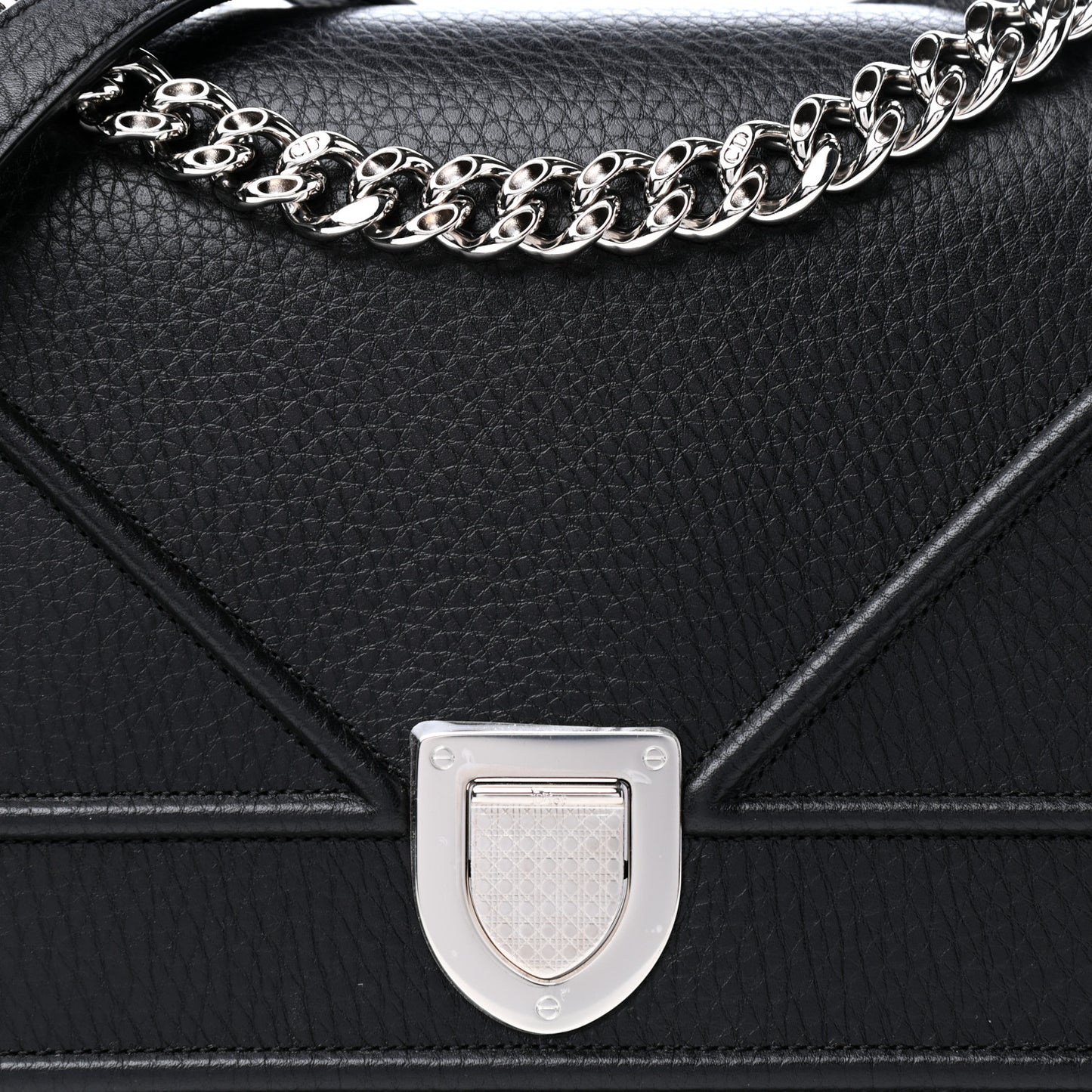 Grained Calfskin Medium Diorama Flap Bag Black
