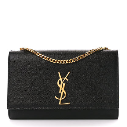 Saint Laurent Grain De Poudre Medium Classic Monogram Kate Satchel Black 1 of 12