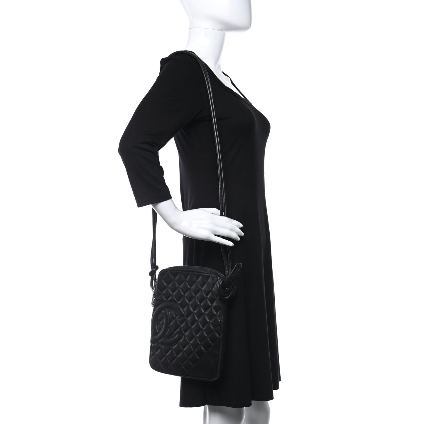 Calfskin Quilted Medium Cambon Messenger Black