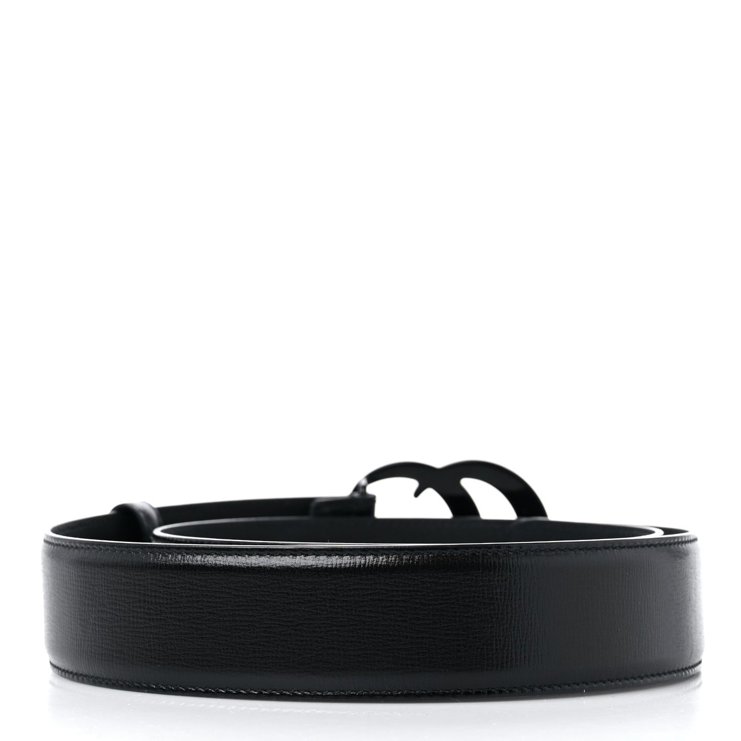 Azalea Calfskin Enamel Monochrome Double G 40mm Belt 90 36 Black