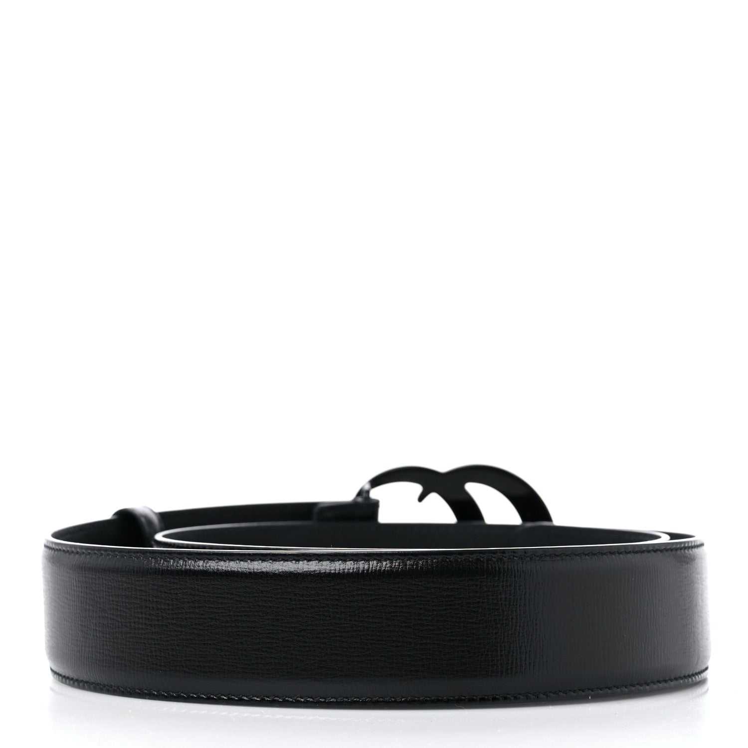 Gucci Azalea Calfskin Enamel Monochrome Double G 40mm Belt 90 36 Black 2 of 4