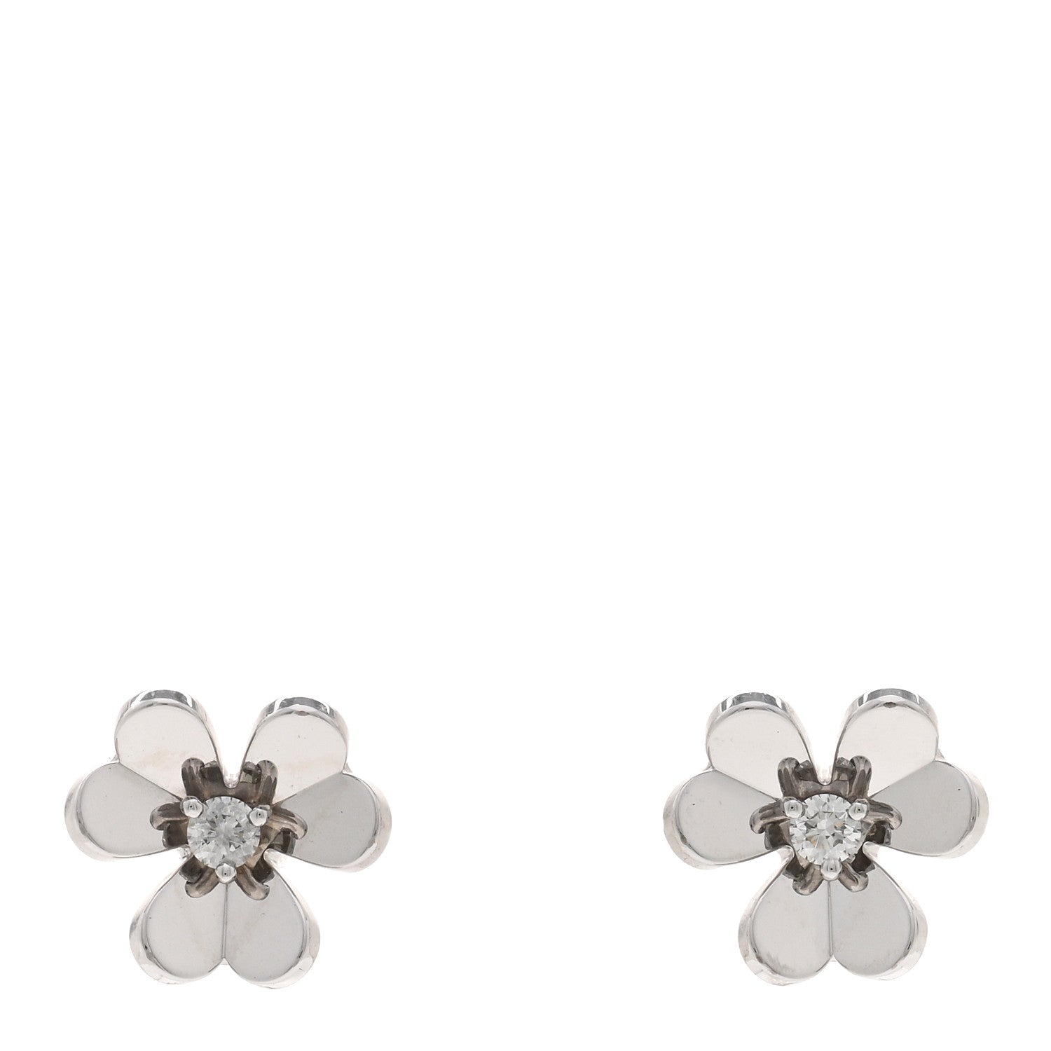 Van Cleef & Arpels 18K White Gold Diamond Mini Frivole Earrings 1 of 5