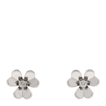Van Cleef & Arpels 18K White Gold Diamond Mini Frivole Earrings 1 of 5