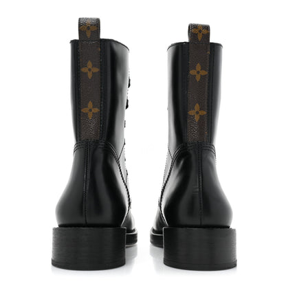 Louis Vuitton Calfskin Monogram Metropolis Flat Ranger Boots 39 Black 4 of 11