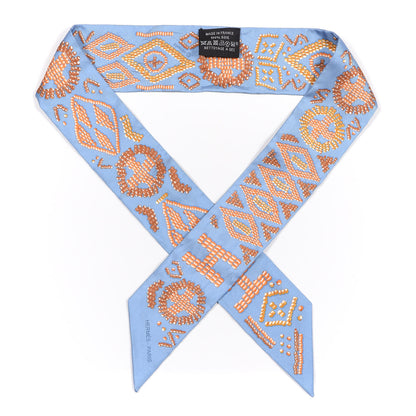 Hermes Silk Kelly En Perles Twilly Bleu Azur Orange 1 of 4