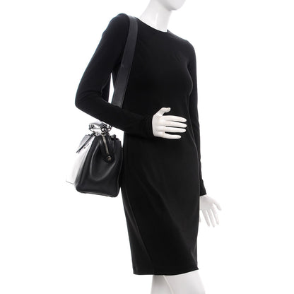 Fendi Vitello Baltico Dolce DotCom Satchel Black Blue Royal 2 of 16