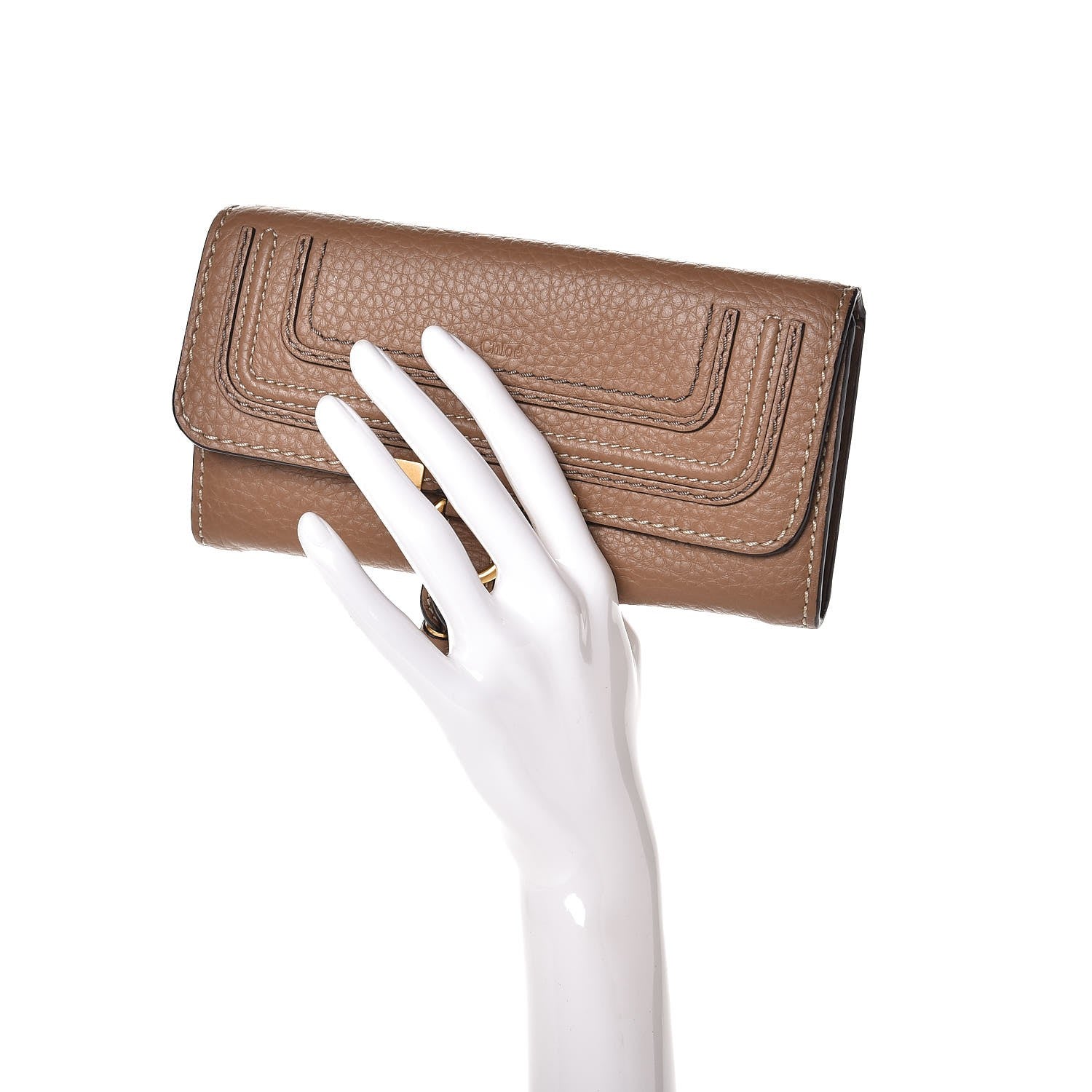 Chloe Calfskin Marcie Continental Flap Wallet Nut 2 of 8