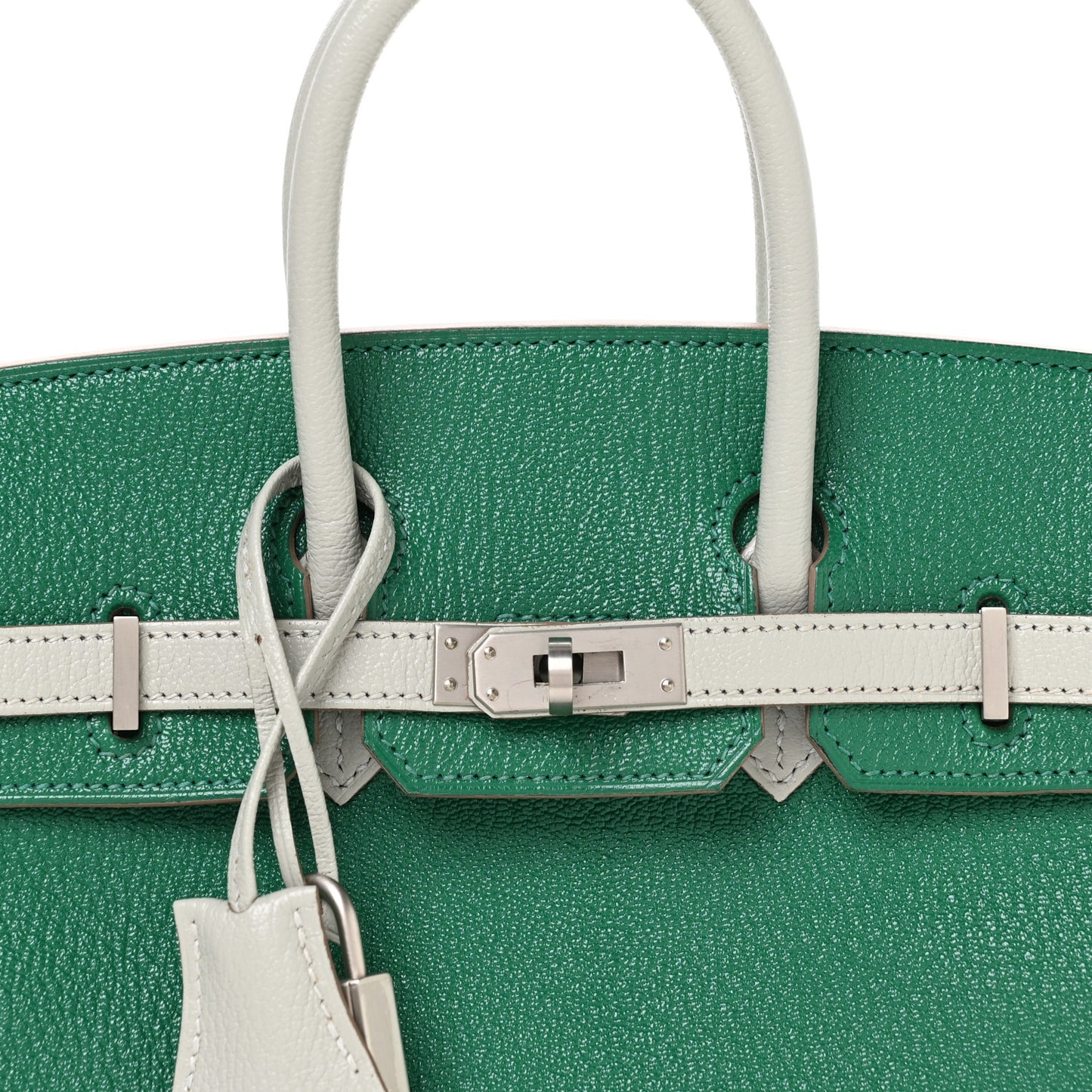 Chevre Mysore Horseshoe Birkin 25 Vert Vertigo Gris Perle