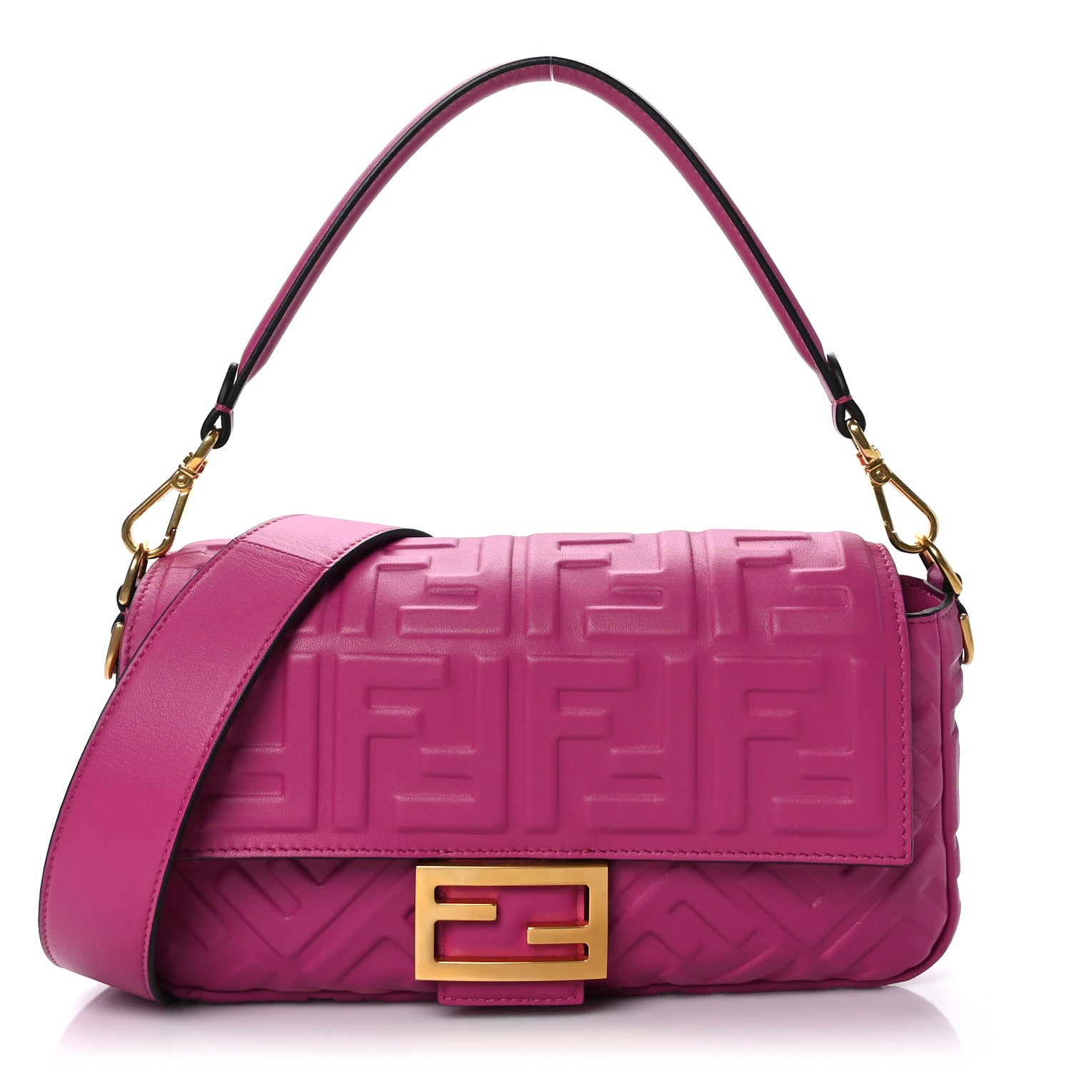 Fendi Nappa FF 1974 Embossed Baguette Ciclamino Pilar 1 of 8