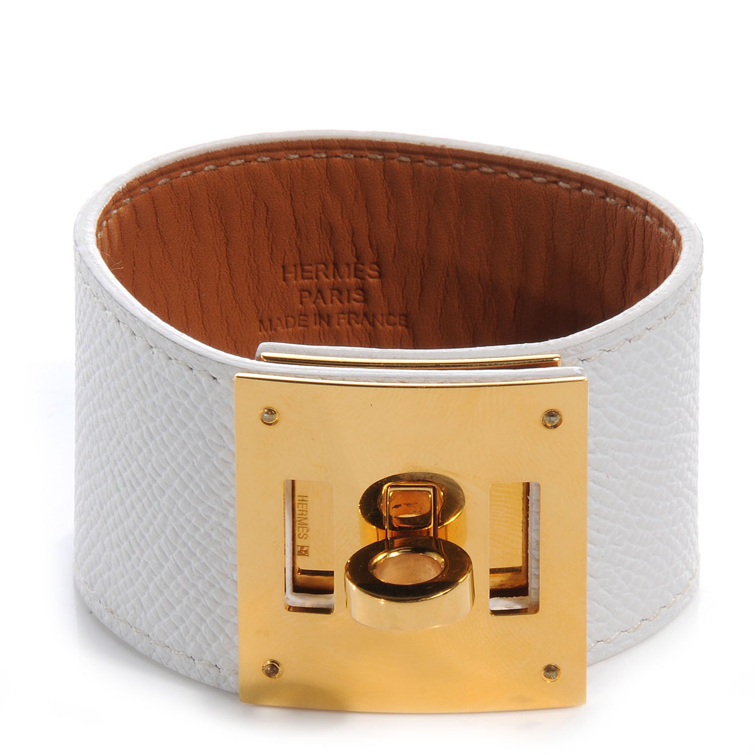 Hermes Epsom Kelly Dog Bracelet White 1 of 6