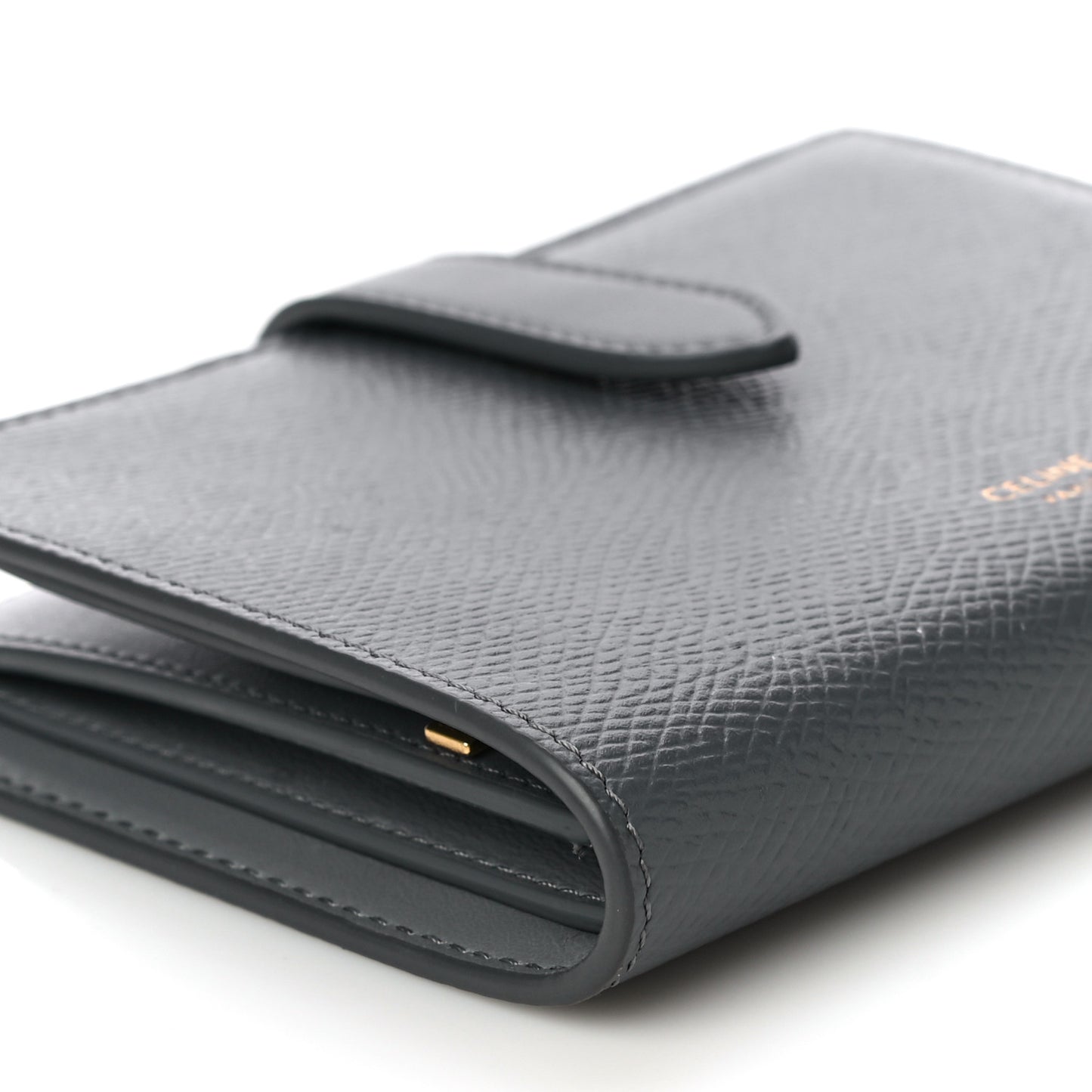 Grained Calfskin Medium Multifunction Strap Wallet Grey