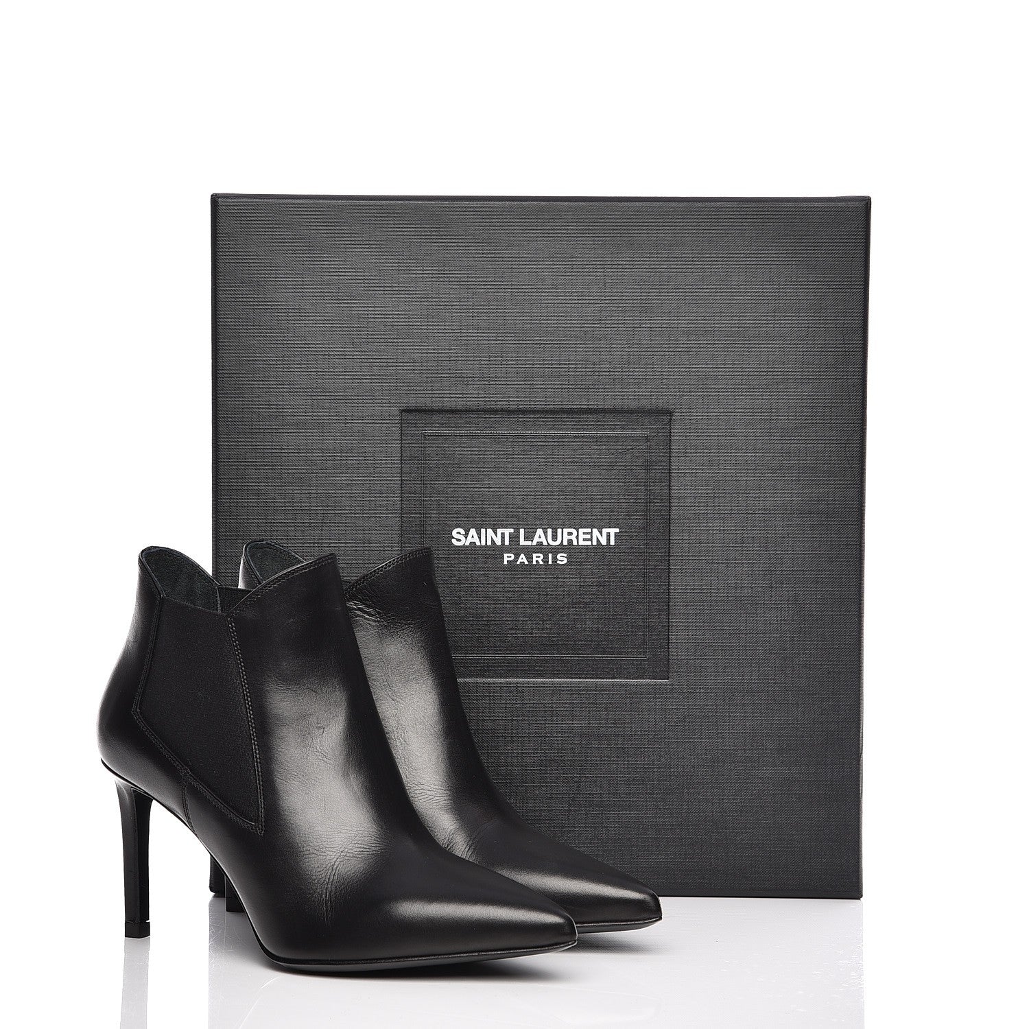 Saint Laurent Calfskin Classic Paris Ela 80 Ankle Boots 35.5 Black 10 of 10