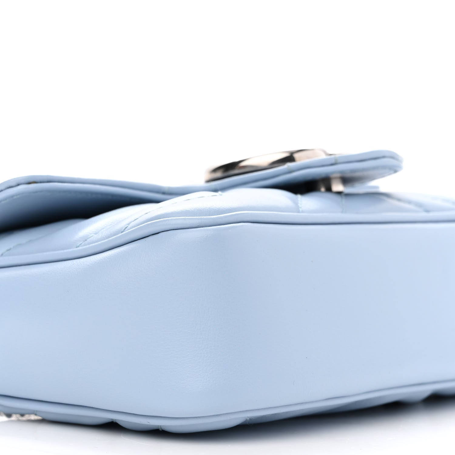 Gucci Calfskin Matelasse Super Mini GG Marmont Shoulder Bag Porcelain Light Blue 9 of 10