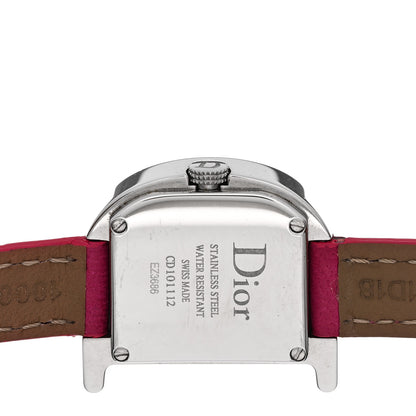 Christian Dior Stainless Steel Calfskin Diamond Mother of Pearl 20mm Lady D Quartz Watch Pink 4 of 5