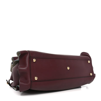 Fendi Vitello Seta Waves Bi-Color Medium Peekaboo Iconic Satchel Bordeaux Latte 4 of 10