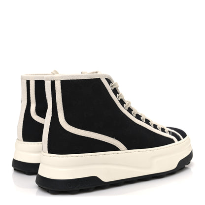 Gucci New Canvas GG Monogram Womens Tennis 1977 High Top 55mm Platform Sneakers 39.5 Black Mystic White 5 of 13