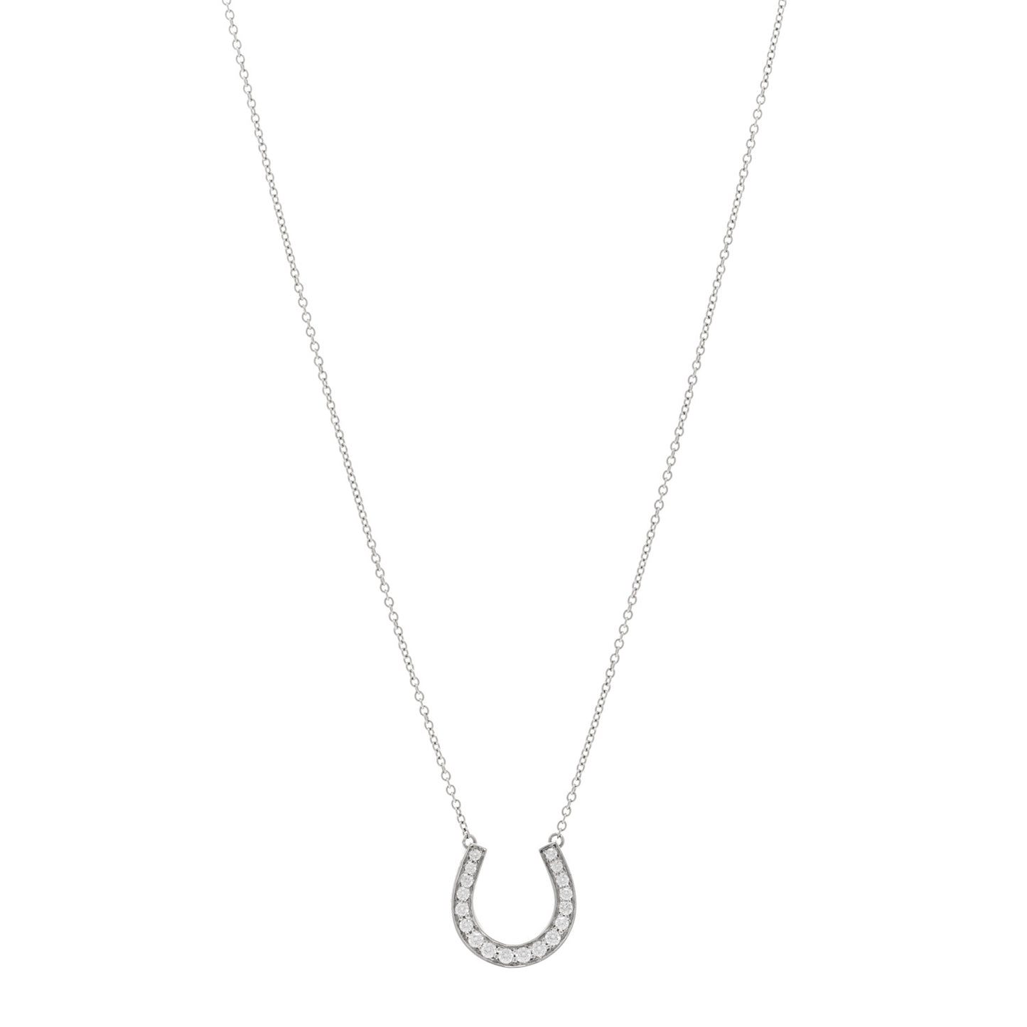 Platinum Diamond Horseshoe Pendant Necklace