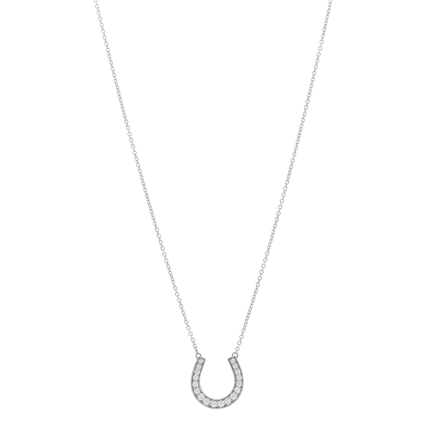 Tiffany Platinum Diamond Horseshoe Pendant Necklace 1 of 5