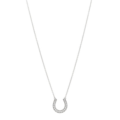 Tiffany Platinum Diamond Horseshoe Pendant Necklace 1 of 5