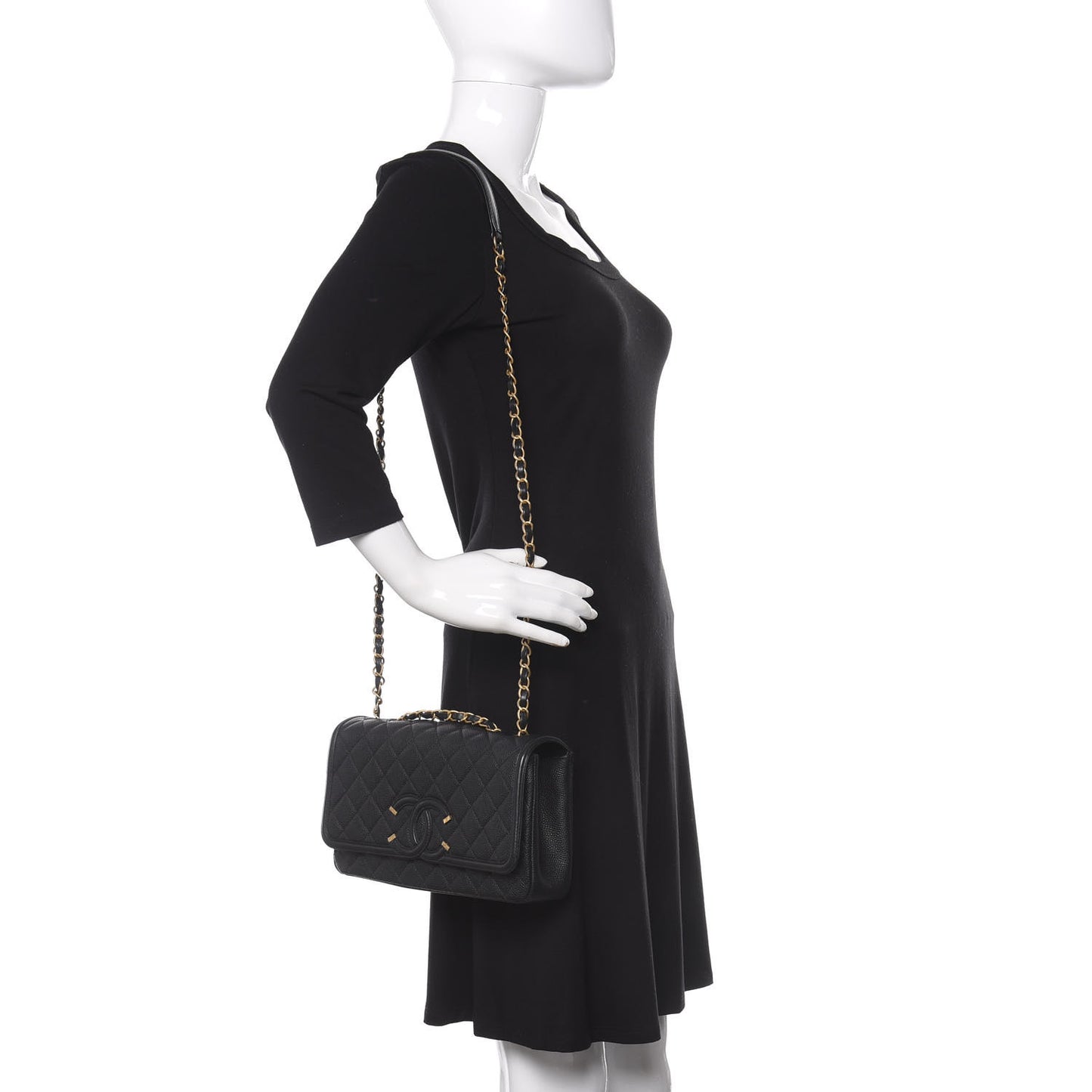 Caviar Quilted Medium CC Filigree Flap Black