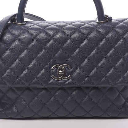 Chanel Caviar Quilted Medium Coco Handle Flap Navy Blue 10 of 11