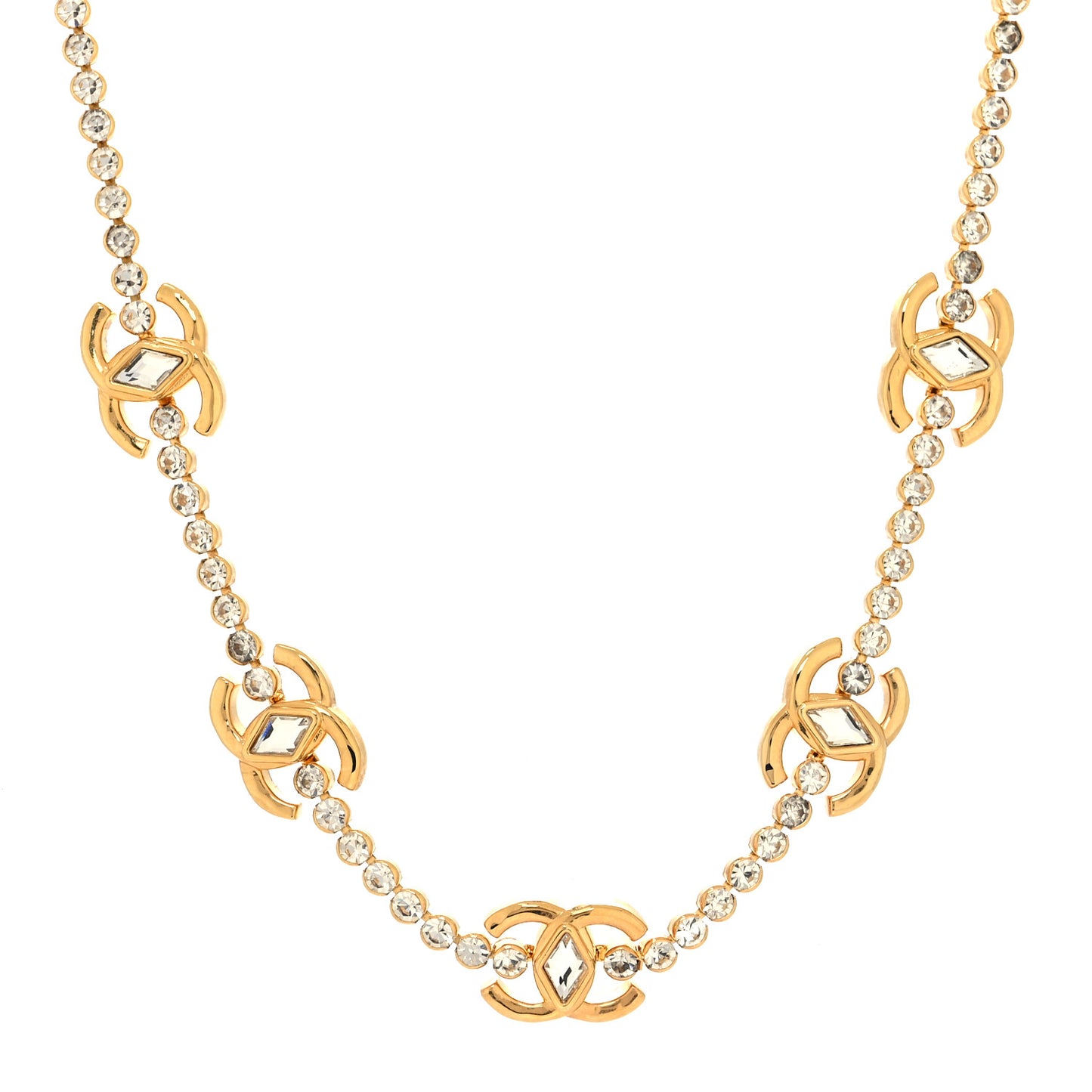 Metal Crystal CC Marquise Choker Gold