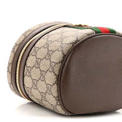 Gucci GG Supreme Monogram Textured Calfskin Web Ophidia Vanity Cosmetic Case Beige Ebony New Acero 9 of 11