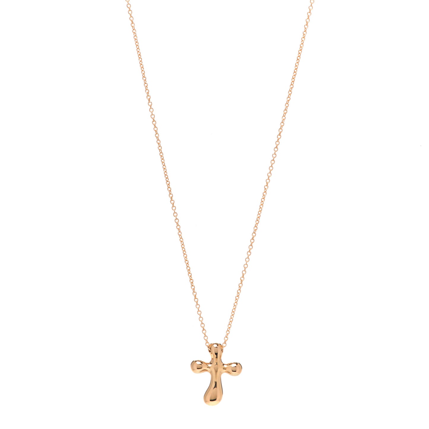 18K Rose Gold 12mm Elsa Peretti Cross Pendant Necklace