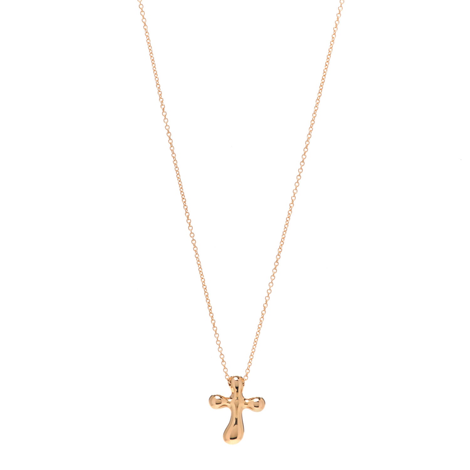 Tiffany 18K Rose Gold 12mm Elsa Peretti Cross Pendant Necklace 1 of 5