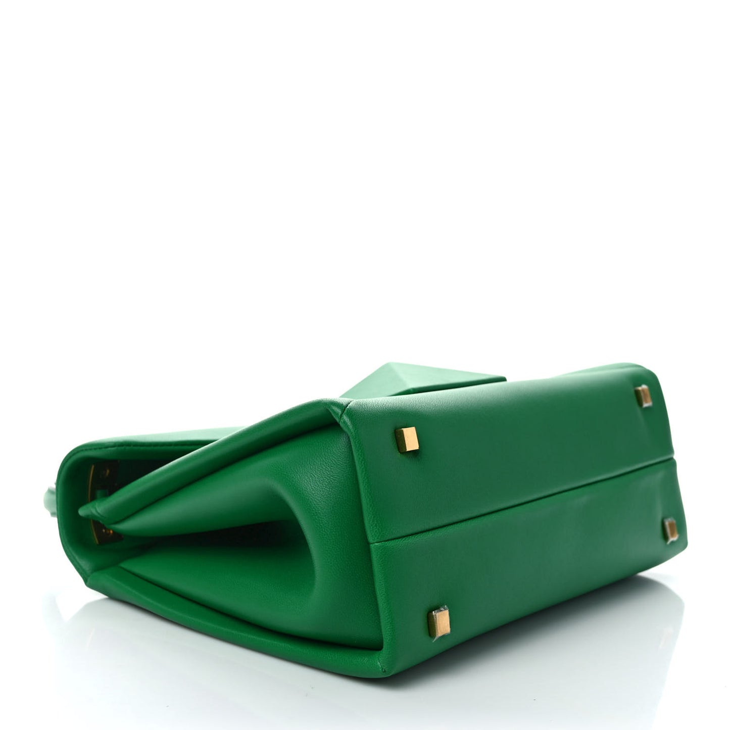 Nappa Tonal Monochrome Small One Stud Top Handle Bag Gea Green