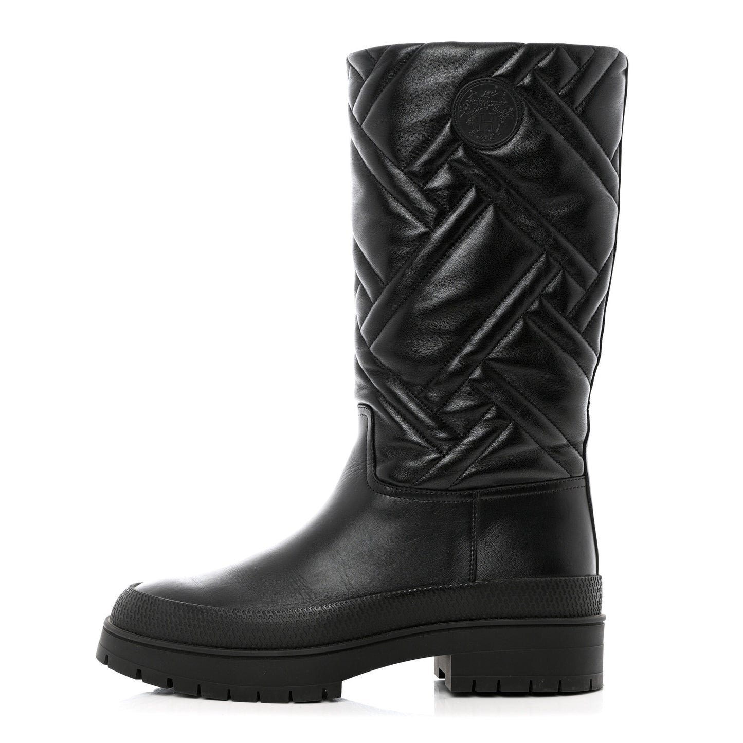 Goatskin Quilted Fuji Boots 37 Black