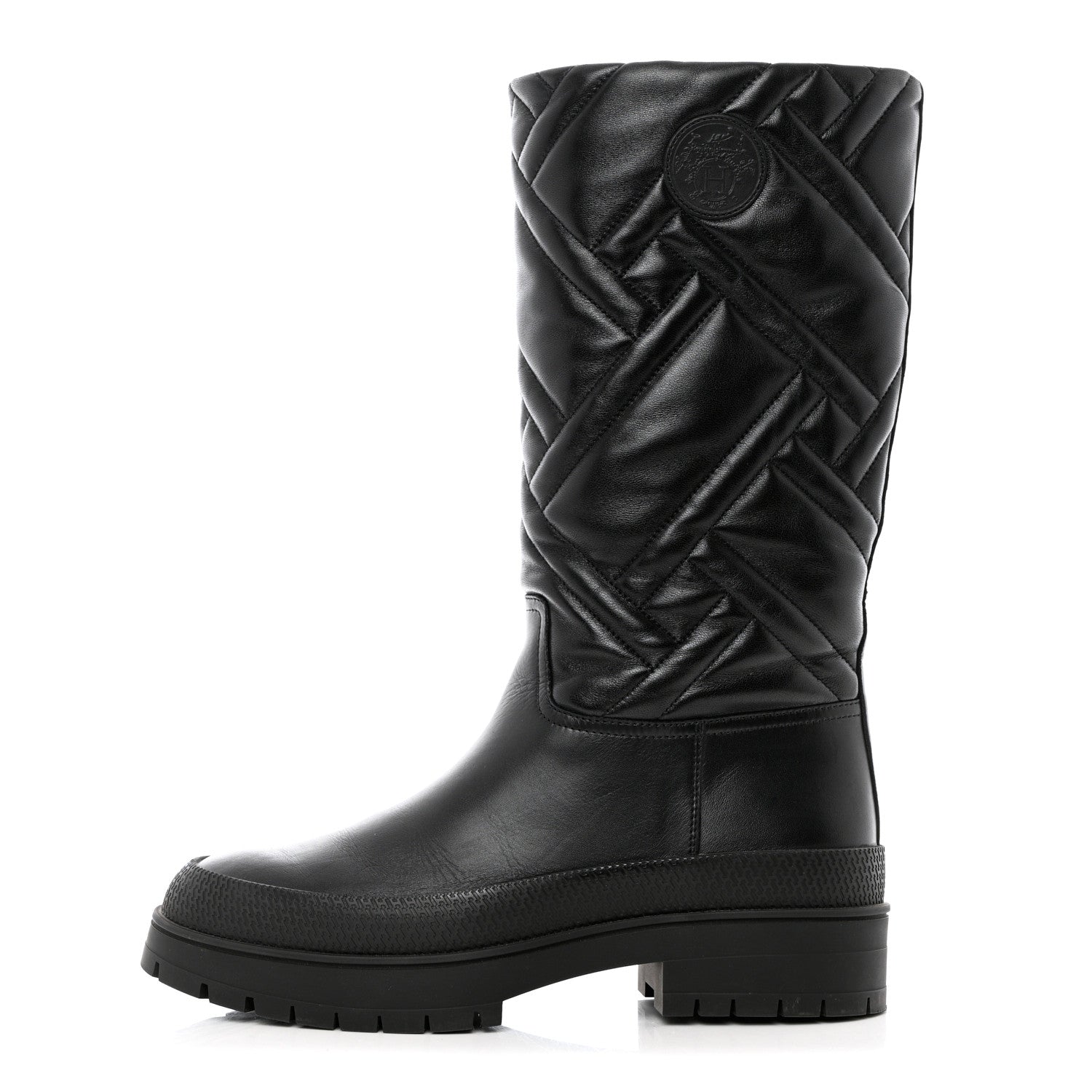 Hermes Goatskin Quilted Fuji Boots 37 Black 1 of 12