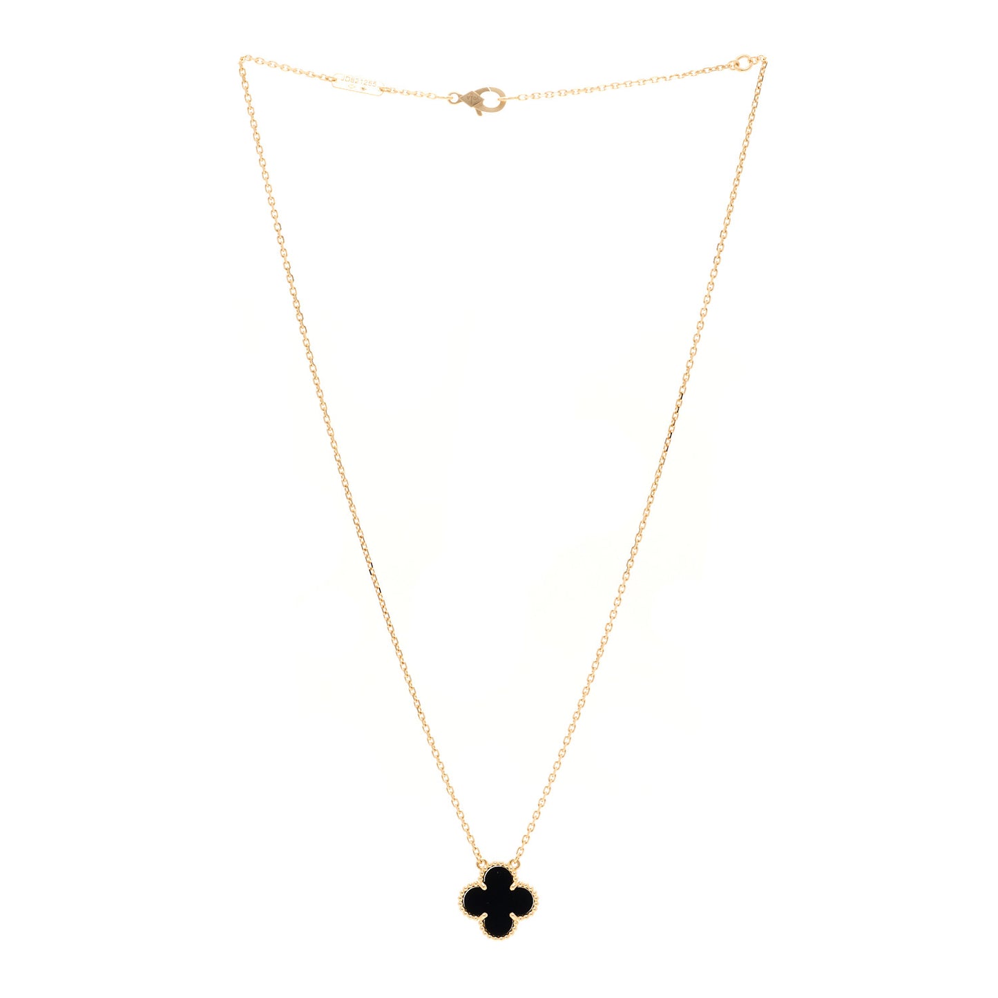 18K Yellow Gold Black Onyx Vintage Alhambra Pendant Necklace