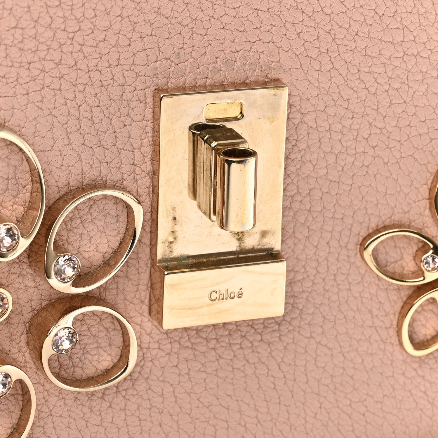Chloe Grained Lambskin Flower Crystal Embellished Mini Drew Shoulder Bag Cement Pink 10 of 10