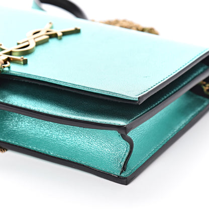 Saint Laurent Laminated Calfskin Classic Monogram Kate Tassel Chain Wallet Green 8 of 10