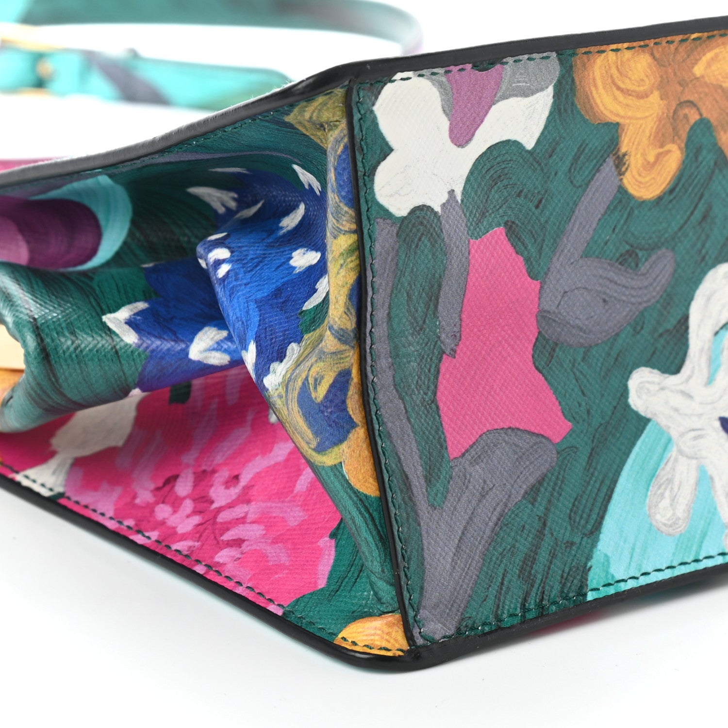 Prada Saffiano Floral Printed Light Frame Bag Multicolor 7 of 8