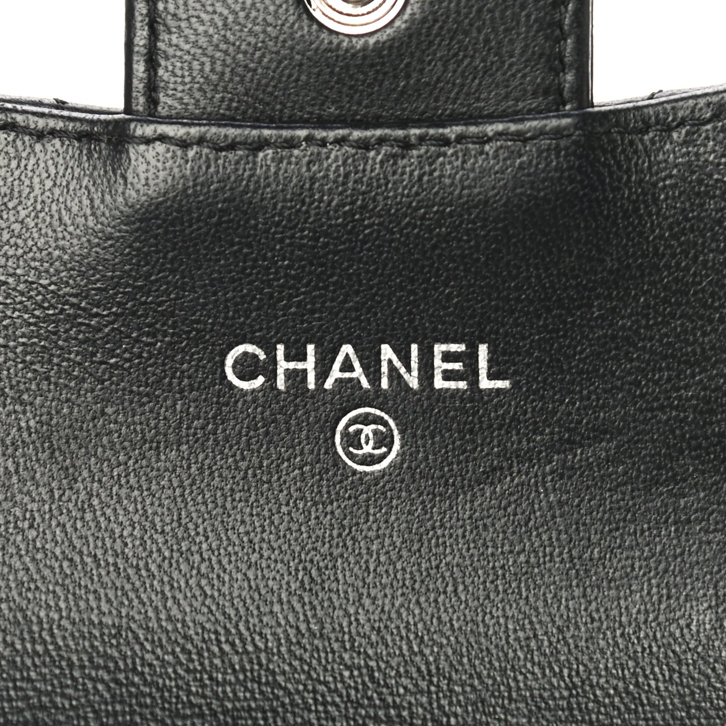 Lambskin Quilted Flap Card Holder Black
