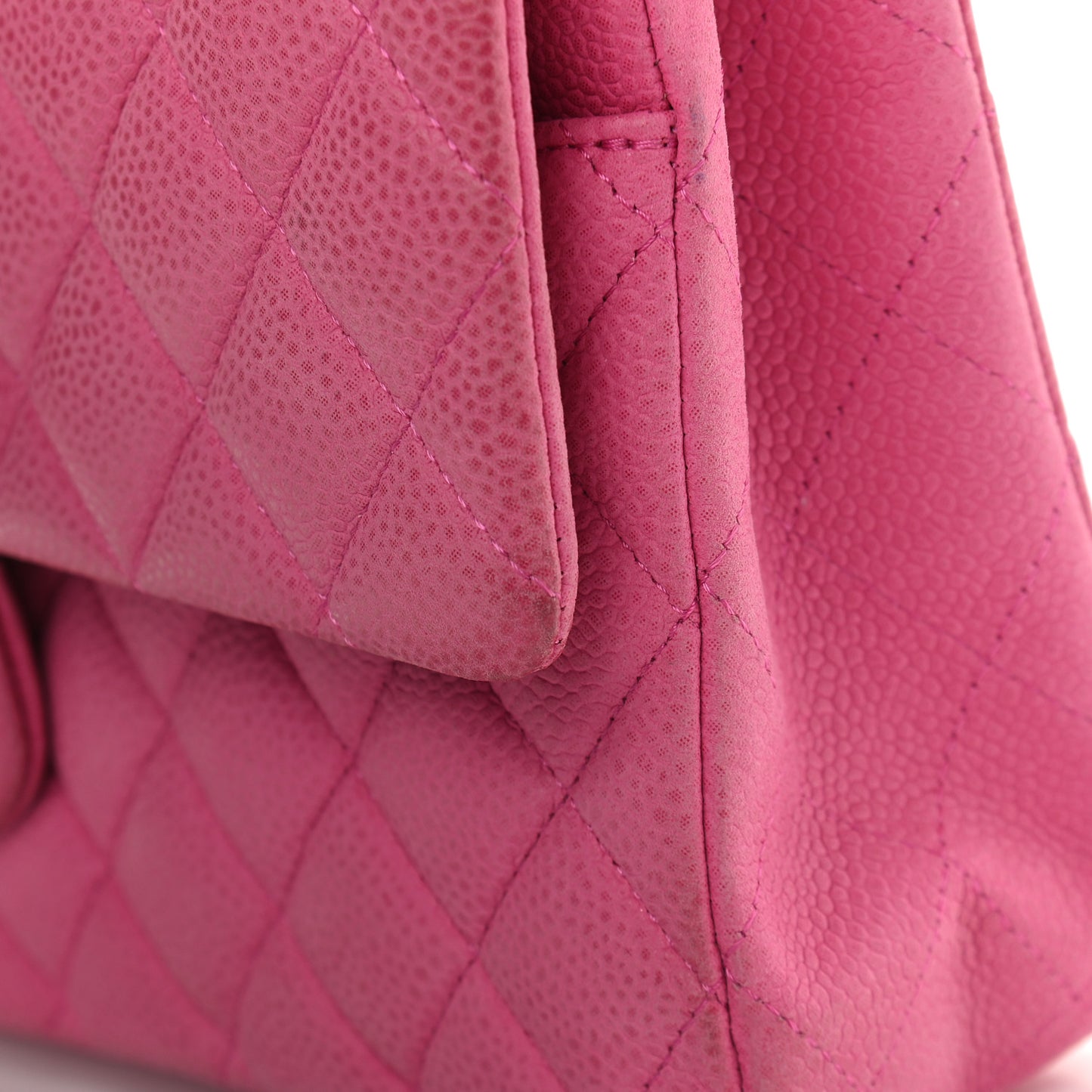 Iridescent Caviar Quilted Medium Double Flap Pink