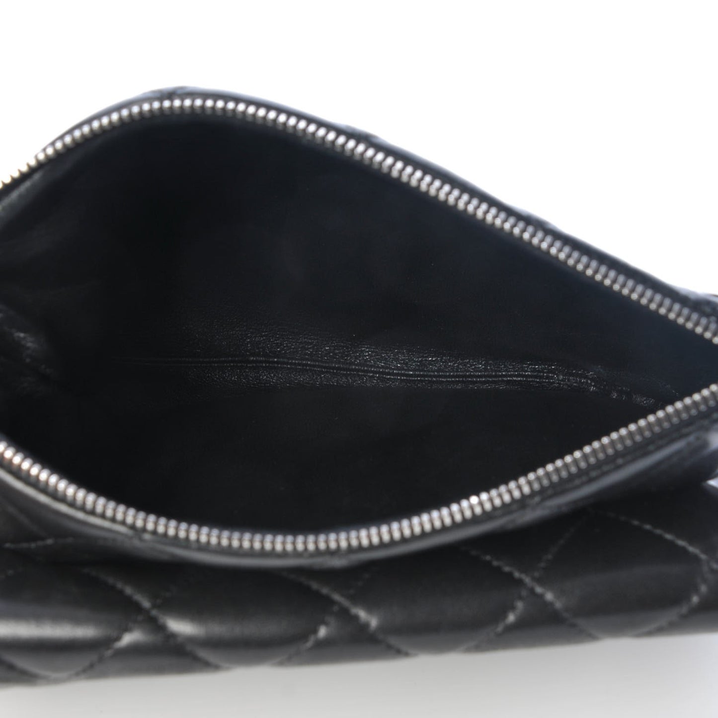 Lambskin Quilted Mineral Nights Flap Wristlet Black