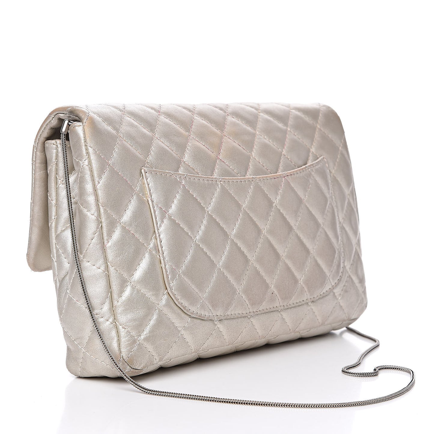 Metallic Calfskin Quilted 2.55 Reissue Clutch Silver