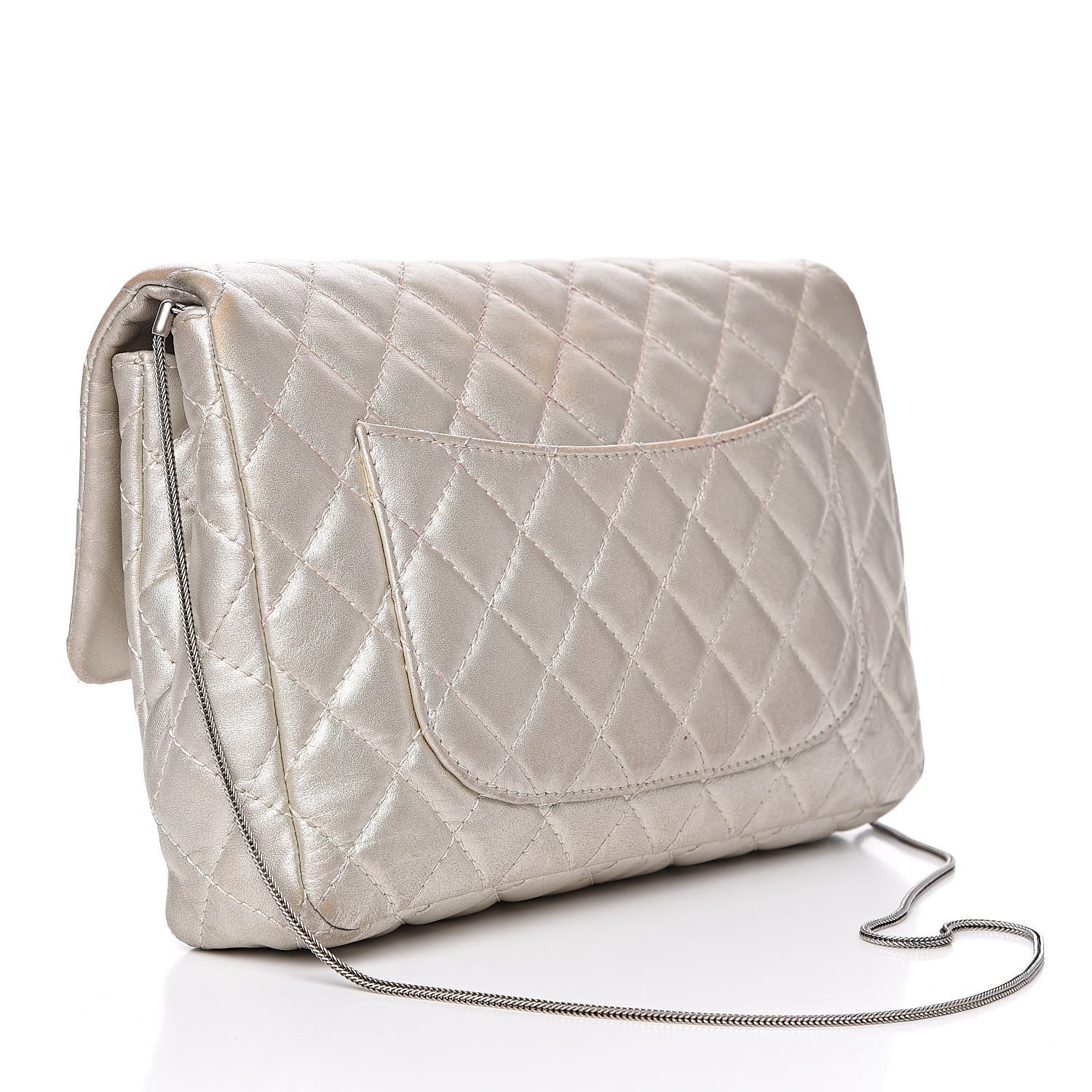 Chanel Metallic Calfskin Quilted 2.55 Reissue Clutch Silver 3 of 25
