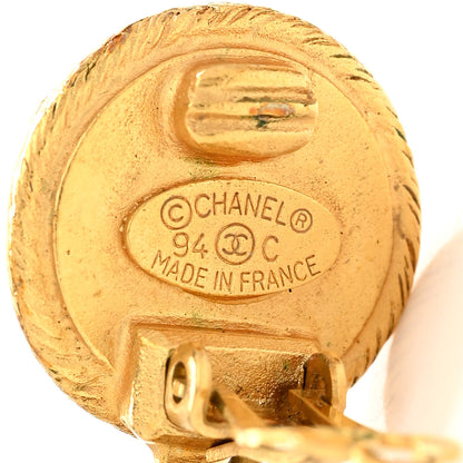 Chanel Metal Lambskin Clover Clip On Hoop Earrings Gold Black 4 of 4